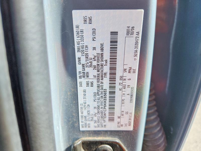 67368806 :رقم المزاد ، 1FTEW1CP8KKE65653 vin ، 2019 Ford F150 مزاد بيع