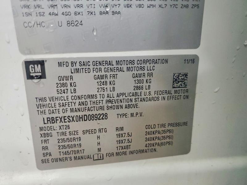 Продажа на аукционе авто 2017 Buick Envision, vin: LRBFXESX0HD089228, номер лота: 64717516