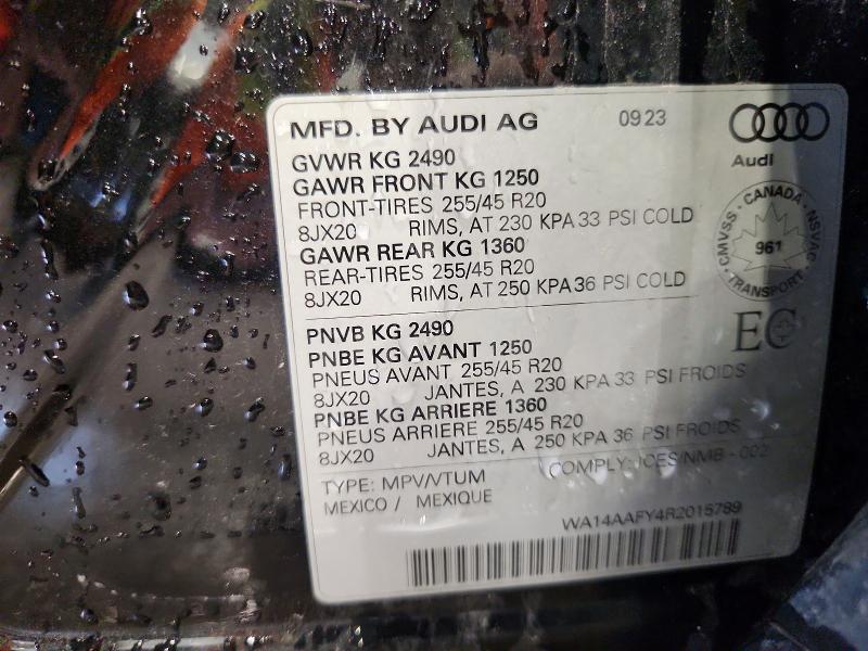 Aukcja sprzedaży 2024 Audi Q5, vin: WA14AAFY4R2015789, numer aukcji: 64887326