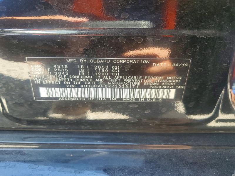 Aukcja sprzedaży 2019 Subaru Legacy, vin: 4S3BNAF67K3033171, numer aukcji: 65582436