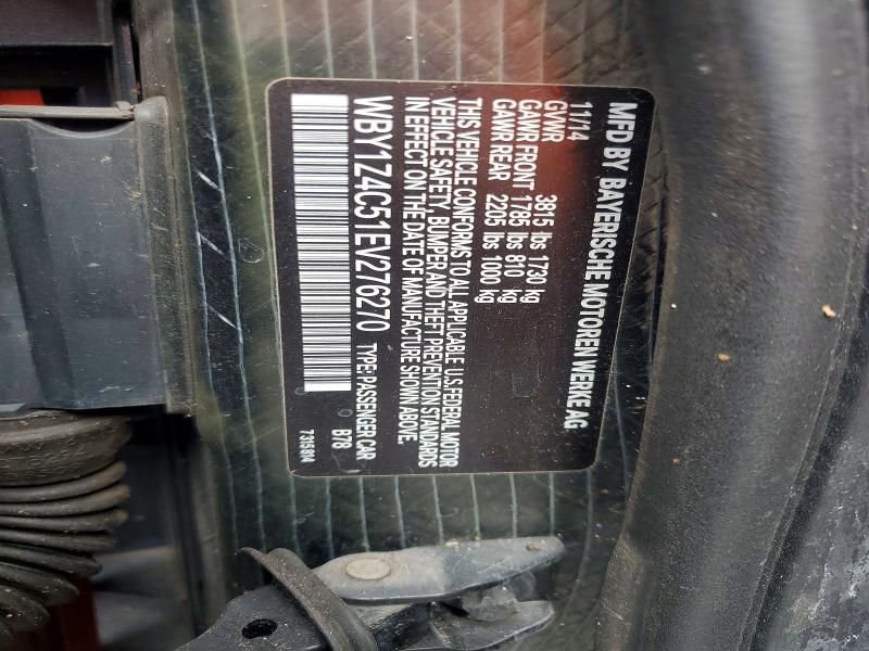 Aukcja sprzedaży 2014 Bmw I3, vin: WBY1Z4C51EV276270, numer aukcji: 63738806