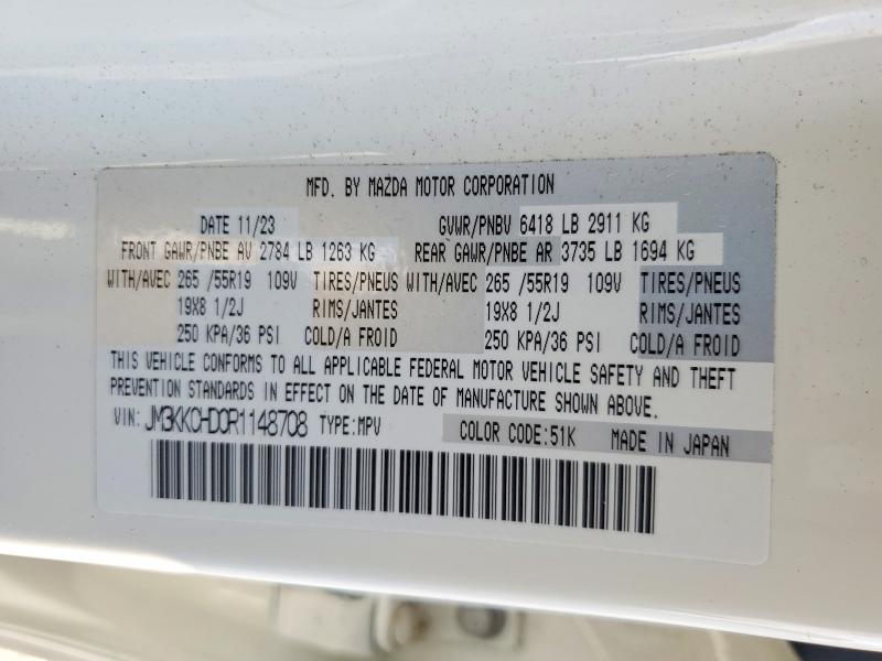 Aukcja sprzedaży 2024 Mazda Cx-90, vin: JM3KKCHD0R1148708, numer aukcji: 64141336