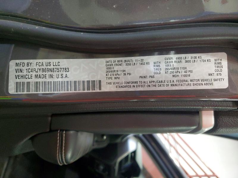 Продажа на аукционе авто 2022 Jeep Grand Cherokee, vin: 1C4RJYB69N8757783, номер лота: 64678486