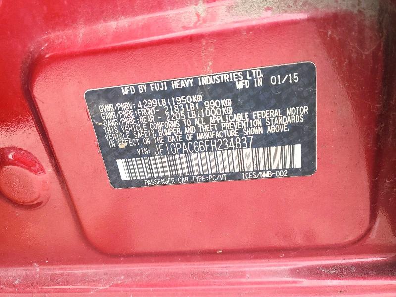 Продаж на аукціоні авто 2015 Subaru Impreza, vin: JF1GPAC66FH234837, номер лоту: 66611256