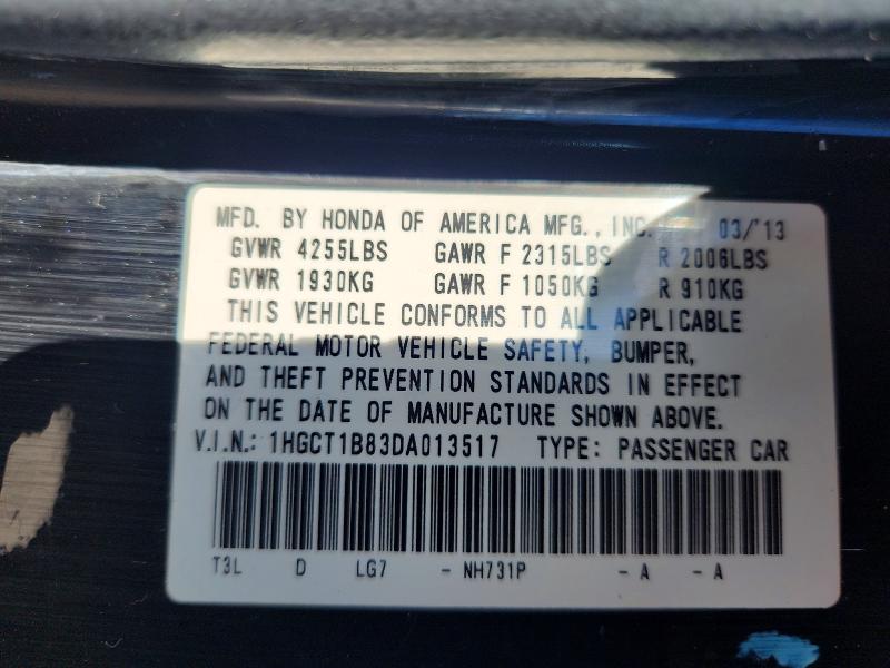 Продажа на аукционе авто 2013 Honda Accord, vin: 1HGCT1B83DA013517, номер лота: 63753786
