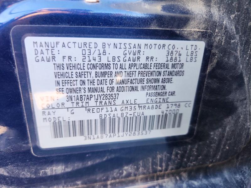 Продажа на аукционе авто 2018 Nissan Sentra, vin: 3N1AB7AP1JY283537, номер лота: 66039316