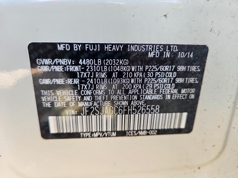 Aukcja sprzedaży 2015 Subaru Forester, vin: JF2SJAGC6FH526558, numer aukcji: 66233116