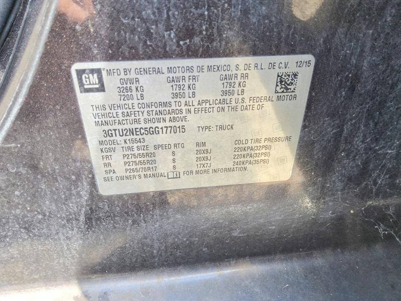 2016 Gmc Sierra მანქანა იყიდება აუქციონზე, vin: 3GTU2NEC5GG177015, აუქციონის ნომერი: 62790546