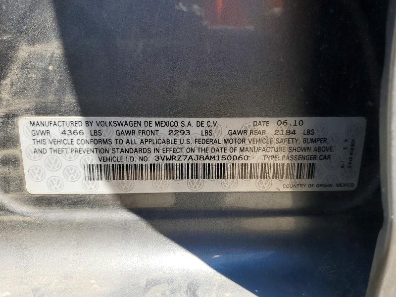 65503666 :رقم المزاد ، 3VWRZ7AJ8AM150060 vin ، 2010 Volkswagen Jetta مزاد بيع
