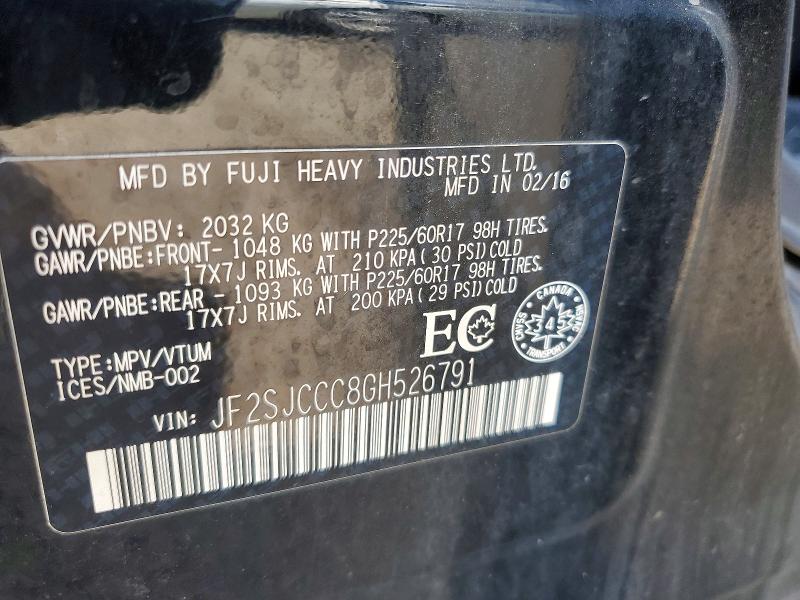 Продаж на аукціоні авто 2016 Subaru Forester, vin: JF2SJCCC8GH526791, номер лоту: 66278346