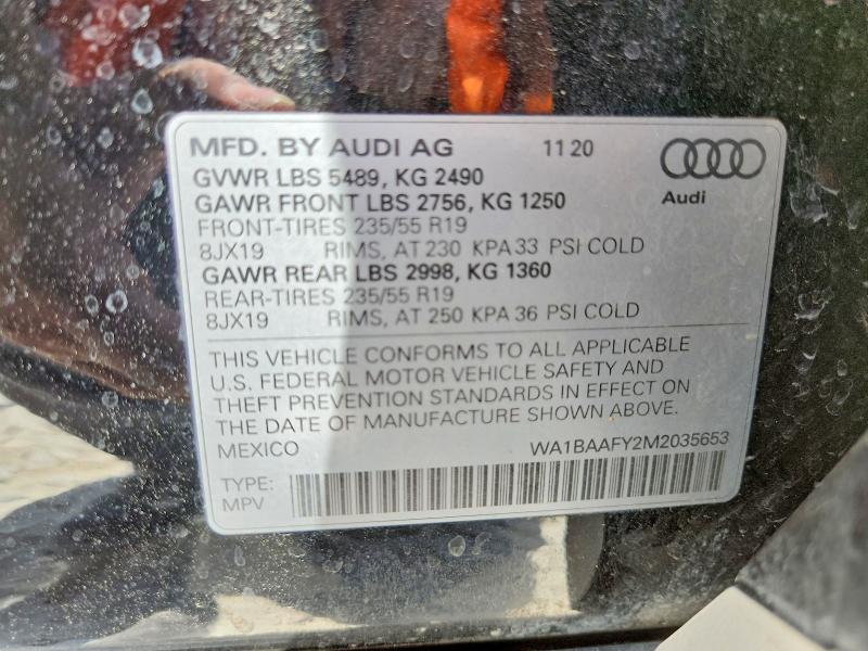 Aukcja sprzedaży 2021 Audi Q5, vin: WA1BAAFY2M2035653, numer aukcji: 63253236