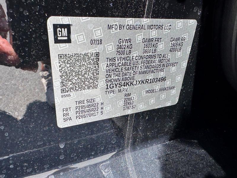 2019 Cadillac Escalade მანქანა იყიდება აუქციონზე, vin: 1GYS4KKJXKR103496, აუქციონის ნომერი: 66232456