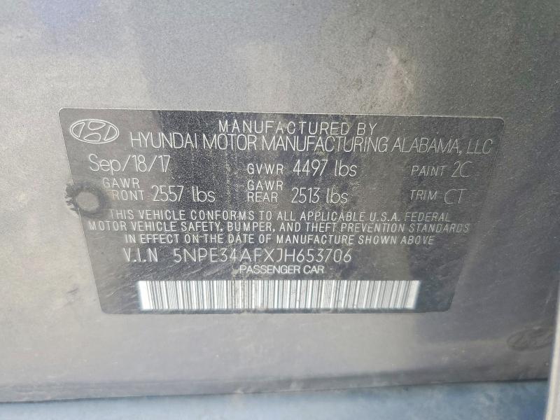 Продаж на аукціоні авто 2018 Hyundai Sonata, vin: 5NPE34AFXJH653706, номер лоту: 65041036