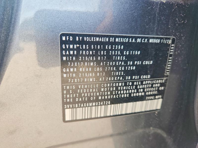 Aukcja sprzedaży 2021 Volkswagen Tiguan, vin: 3VV1B7AX6MM034726, numer aukcji: 67059756