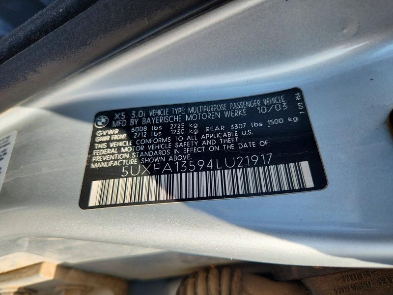 Продаж на аукціоні авто 2004 Bmw X5, vin: 5UXFA13594LU21917, номер лоту: 63449246