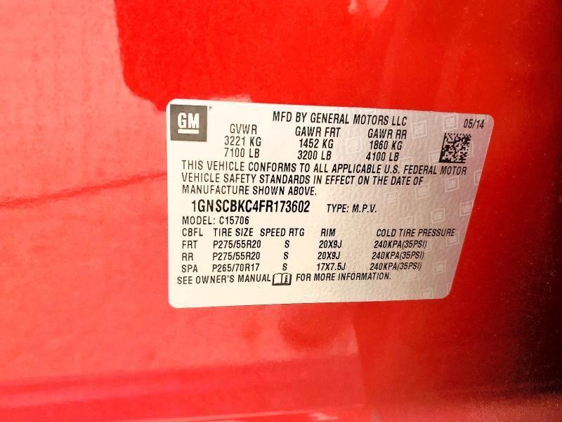 Продаж на аукціоні авто 2015 Chevrolet Tahoe, vin: 1GNSCBKC4FR173602, номер лоту: 66494486