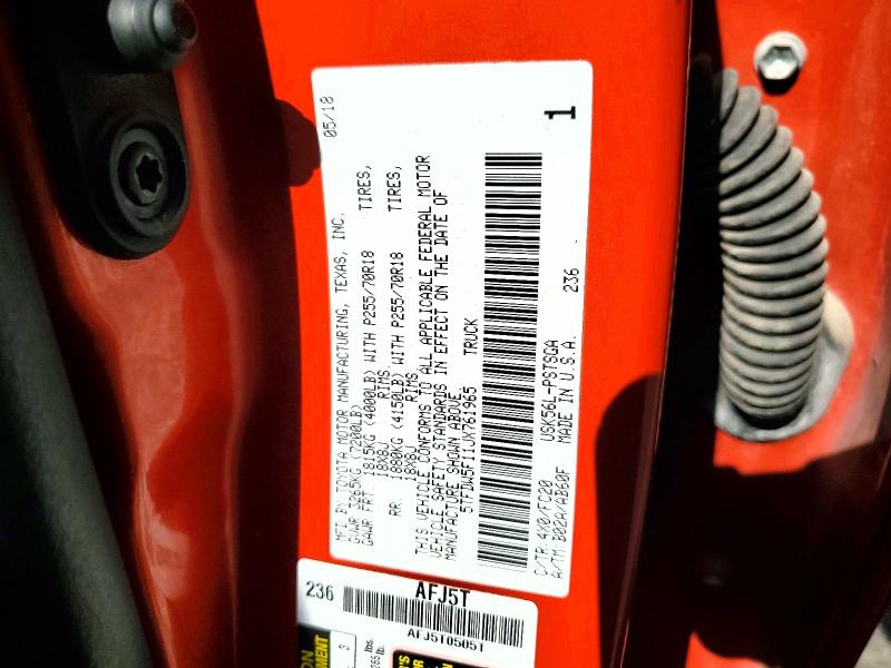 Auction sale of the 2018 Toyota Tundra, vin: 5TFDW5F11JX761965, lot number: 65352936