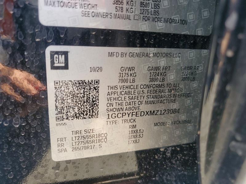 Продажа на аукционе авто 2021 Chevrolet Silverado, vin: 1GCPYFEDXMZ123084, номер лота: 65939336
