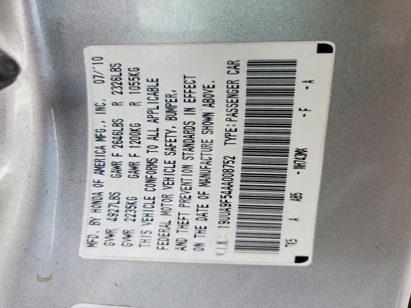 2010 Acura Tl მანქანა იყიდება აუქციონზე, vin: 19UUA9F54AA008752, აუქციონის ნომერი: 63260846