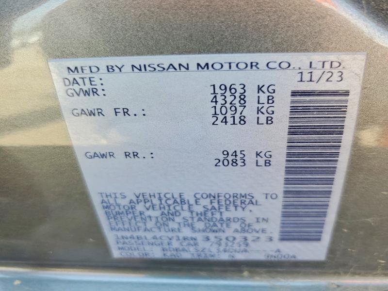 63301416 :رقم المزاد ، 1N4BL4CV1RN350323 vin ، 2024 Nissan Altima مزاد بيع