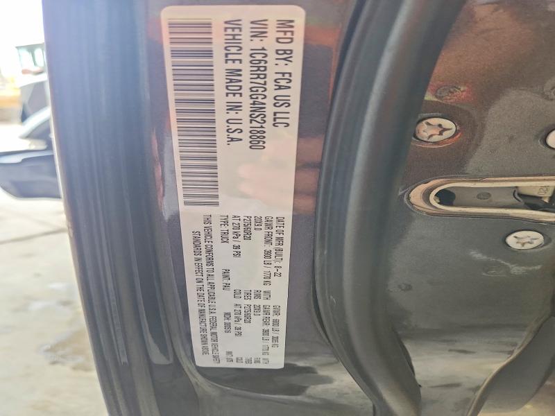 63869946 :رقم المزاد ، 1C6RR7GG4NS218860 vin ، 2022 Ram 1500 Classic مزاد بيع