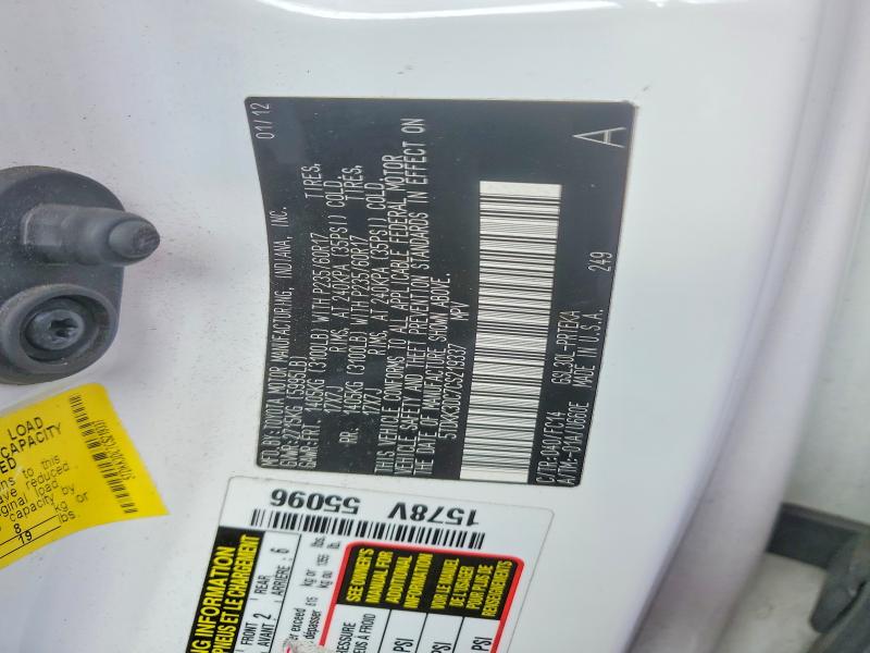 2012 Toyota Sienna მანქანა იყიდება აუქციონზე, vin: 5TDKK3DC7CS219337, აუქციონის ნომერი: 64199556