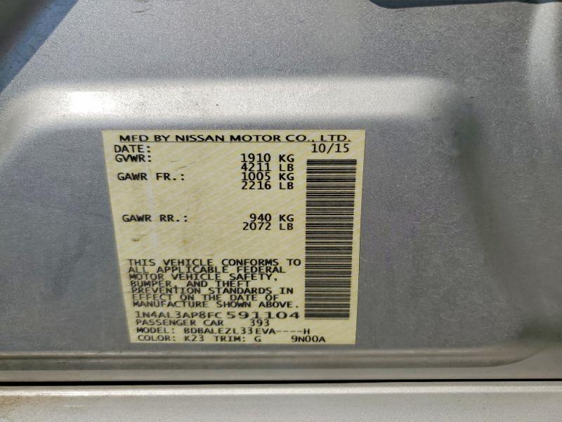 Продажа на аукционе авто 2015 Nissan Altima, vin: 1N4AL3AP8FC591104, номер лота: 65191716