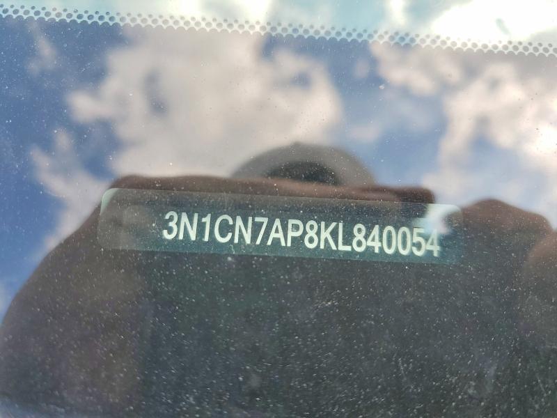 2019 Nissan Versa მანქანა იყიდება აუქციონზე, vin: 3N1CN7AP8KL840054, აუქციონის ნომერი: 65513496