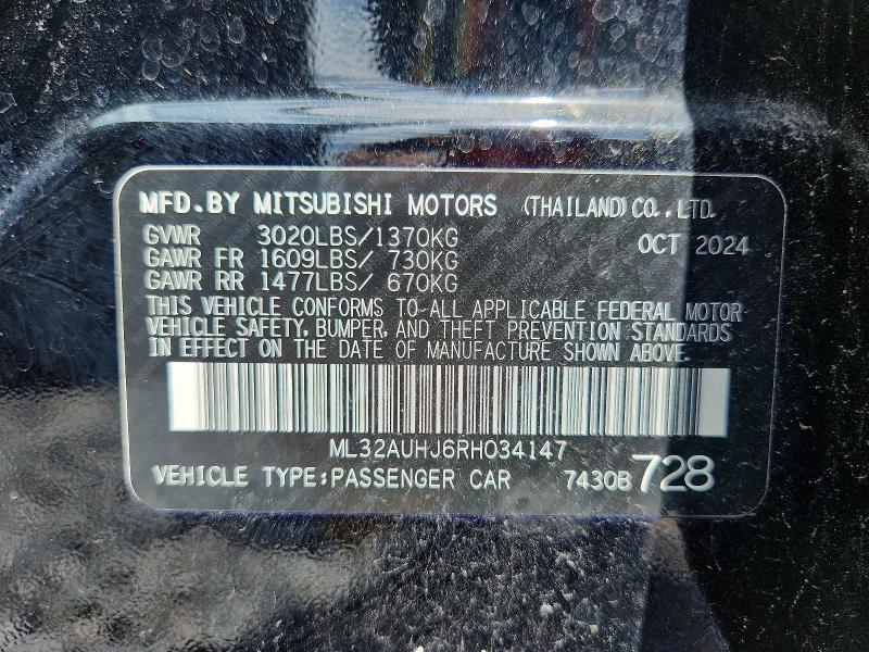 Aukcja sprzedaży 2024 Mitsubishi Mirage, vin: ML32AUHJ6RH034147, numer aukcji: 64488516