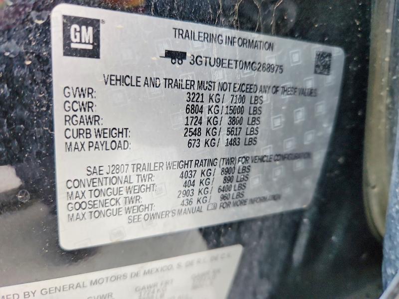 2021 Gmc Sierra მანქანა იყიდება აუქციონზე, vin: 3GTU9EET0MG268975, აუქციონის ნომერი: 65878186