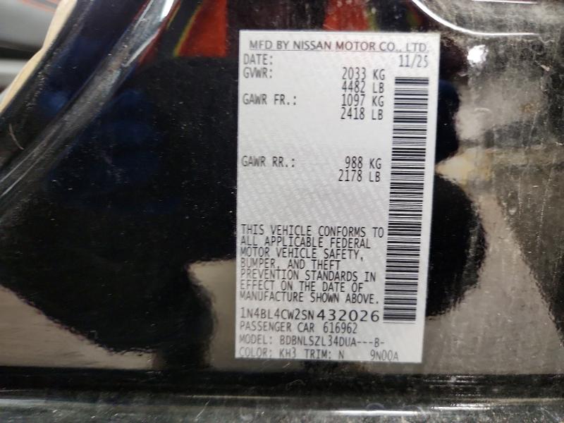 66124126 :رقم المزاد ، 1N4BL4CW2SN432026 vin ، 2025 Nissan Altima مزاد بيع