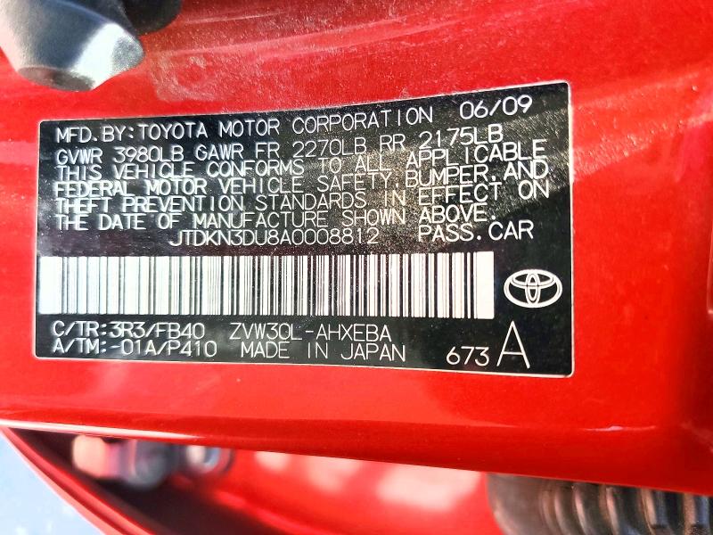 Aukcja sprzedaży 2010 Toyota Prius, vin: JTDKN3DU8A0008812, numer aukcji: 63445466