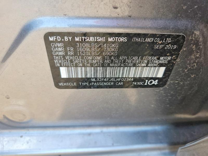 63590036 :رقم المزاد ، ML32F4FJ6LHF02344 vin ، 2020 Mitsubishi Mirage مزاد بيع
