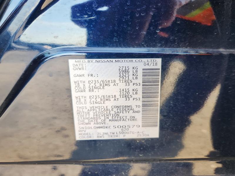 Aukcja sprzedaży 2019 Infiniti Qx60, vin: 5N1DL0MM0KC500579, numer aukcji: 64857296