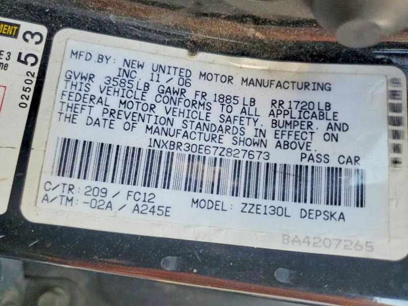 Aukcja sprzedaży 2007 Toyota Corolla, vin: 1NXBR30E67Z827673, numer aukcji: 64239036