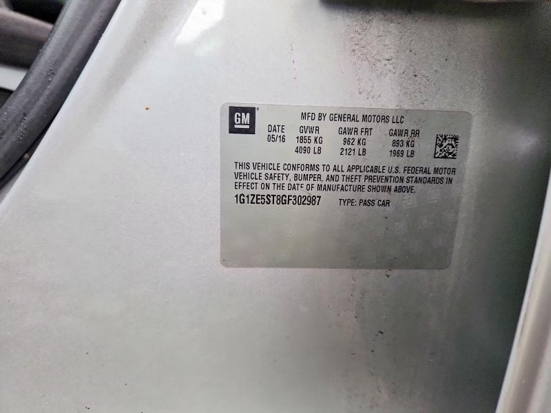 2016 Chevrolet Malibu მანქანა იყიდება აუქციონზე, vin: 1G1ZE5ST8GF302987, აუქციონის ნომერი: 63345866