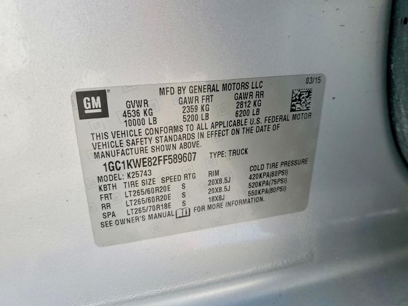 Продаж на аукціоні авто 2015 Chevrolet Silverado, vin: 1GC1KWE82FF589607, номер лоту: 66734366