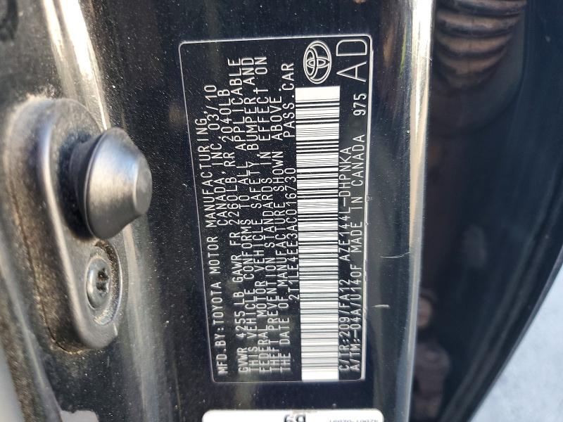 63440296 :رقم المزاد ، 2T1LE4EE3AC016730 vin ، 2010 Toyota Corolla Matrix مزاد بيع