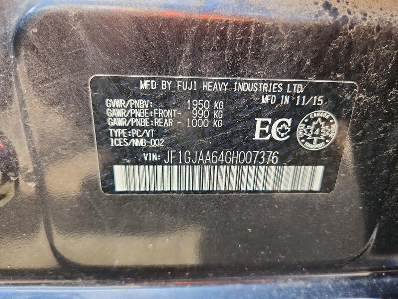 2016 Subaru Impreza მანქანა იყიდება აუქციონზე, vin: JF1GJAA64GH007376, აუქციონის ნომერი: 64953906