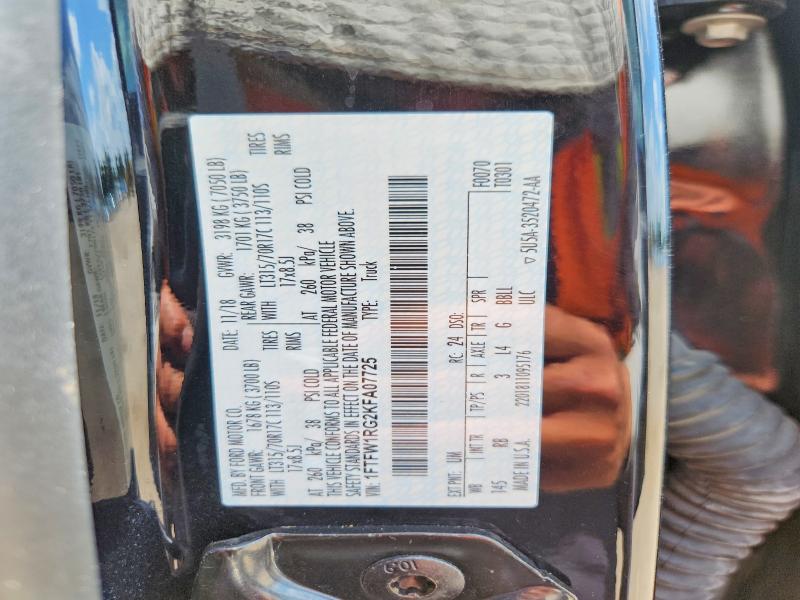 2019 Ford F150 მანქანა იყიდება აუქციონზე, vin: 1FTFW1RG2KFA07725, აუქციონის ნომერი: 64112996