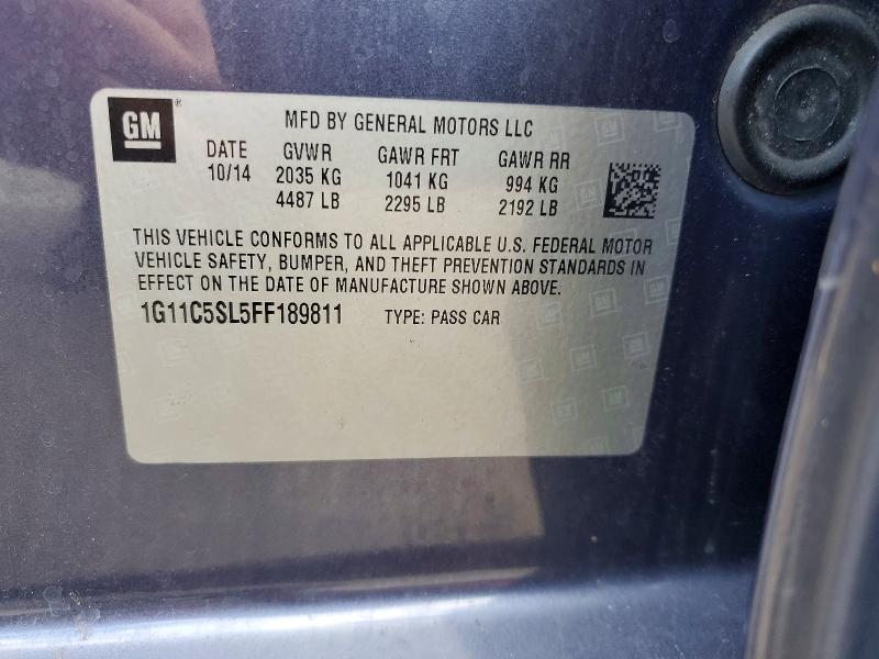 62434626 :رقم المزاد ، 1G11C5SL5FF189811 vin ، 2015 Chevrolet Malibu مزاد بيع