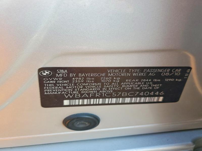 66382846 :رقم المزاد ، WBAFR1C57BC740446 vin ، 2011 Bmw 528 مزاد بيع