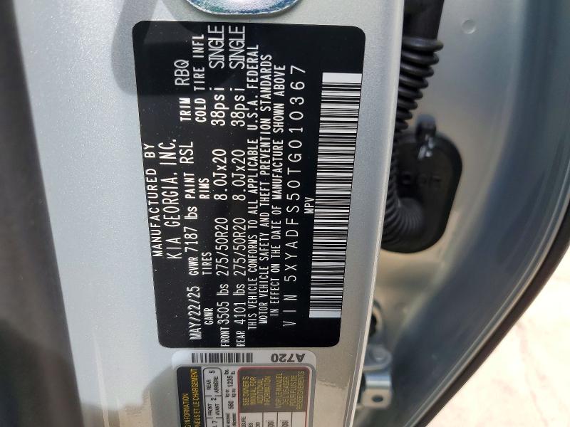 67251266 :رقم المزاد ، 5XYADFS50TG010367 vin ، 2026 Kia Ev9 مزاد بيع