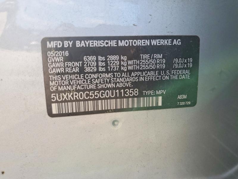 65344926 :رقم المزاد ، 5UXKR0C55G0U11358 vin ، 2016 Bmw X5 مزاد بيع