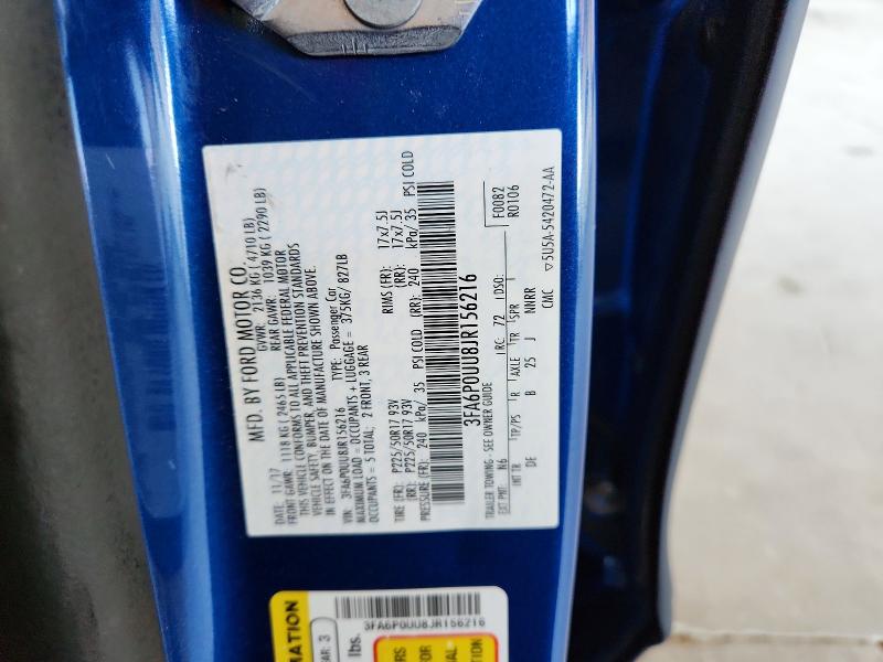 2018 Ford Fusion მანქანა იყიდება აუქციონზე, vin: 3FA6P0UU8JR156216, აუქციონის ნომერი: 66758696