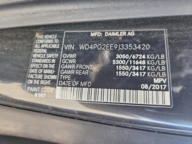66745566 :رقم المزاد ، WD4PG2EE9J3353420 vin ، 2018 Mercedes-benz Metris مزاد بيع
