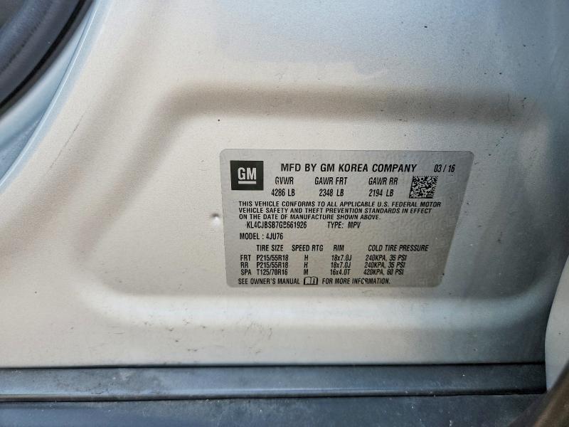 Aukcja sprzedaży 2016 Buick Encore, vin: KL4CJBSB7GB661926, numer aukcji: 63307086