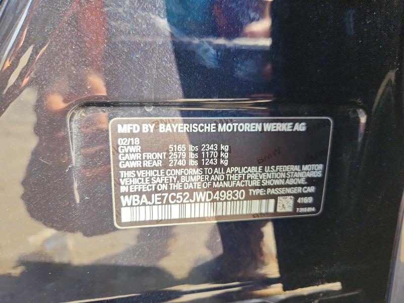 65877966 :رقم المزاد ، WBAJE7C52JWD49830 vin ، 2018 Bmw 540 مزاد بيع