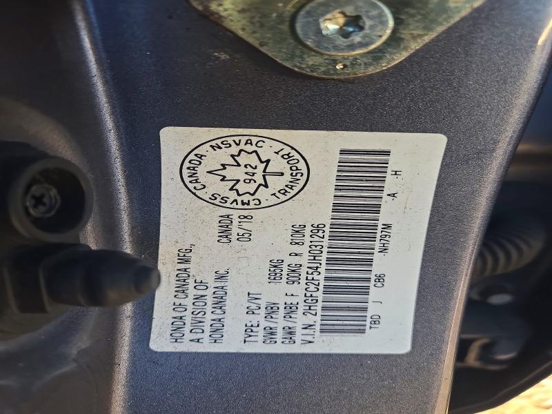 Продажа на аукционе авто 2018 Honda Civic, vin: 2HGFC2F54JH031296, номер лота: 66527836