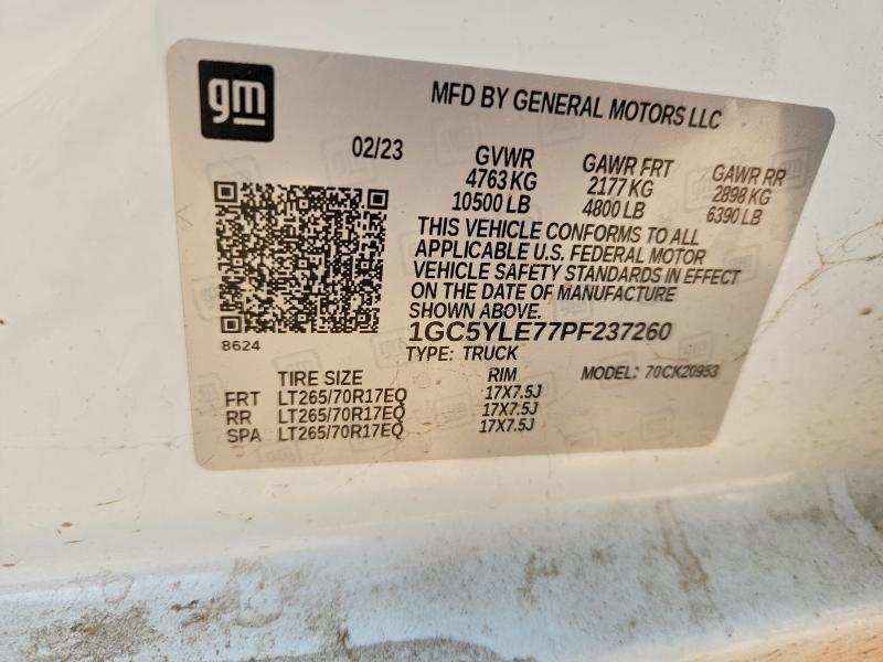 64432806 :رقم المزاد ، 1GC5YLE77PF237260 vin ، 2023 Chevrolet Silverado مزاد بيع